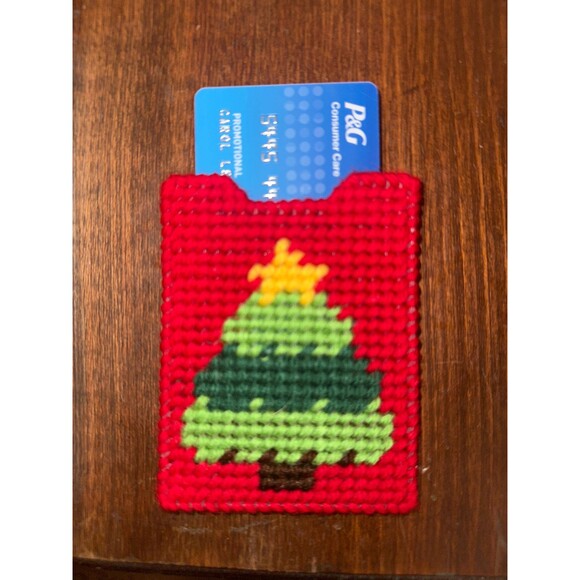 Christmas Gift Card Holder – Hand Sewn Red Christmas Tree– Holiday Gift - Picture 2 of 3